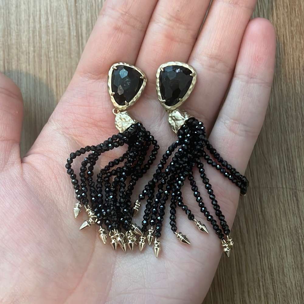 Kendra Scott black and gold sample sale tassel earrings